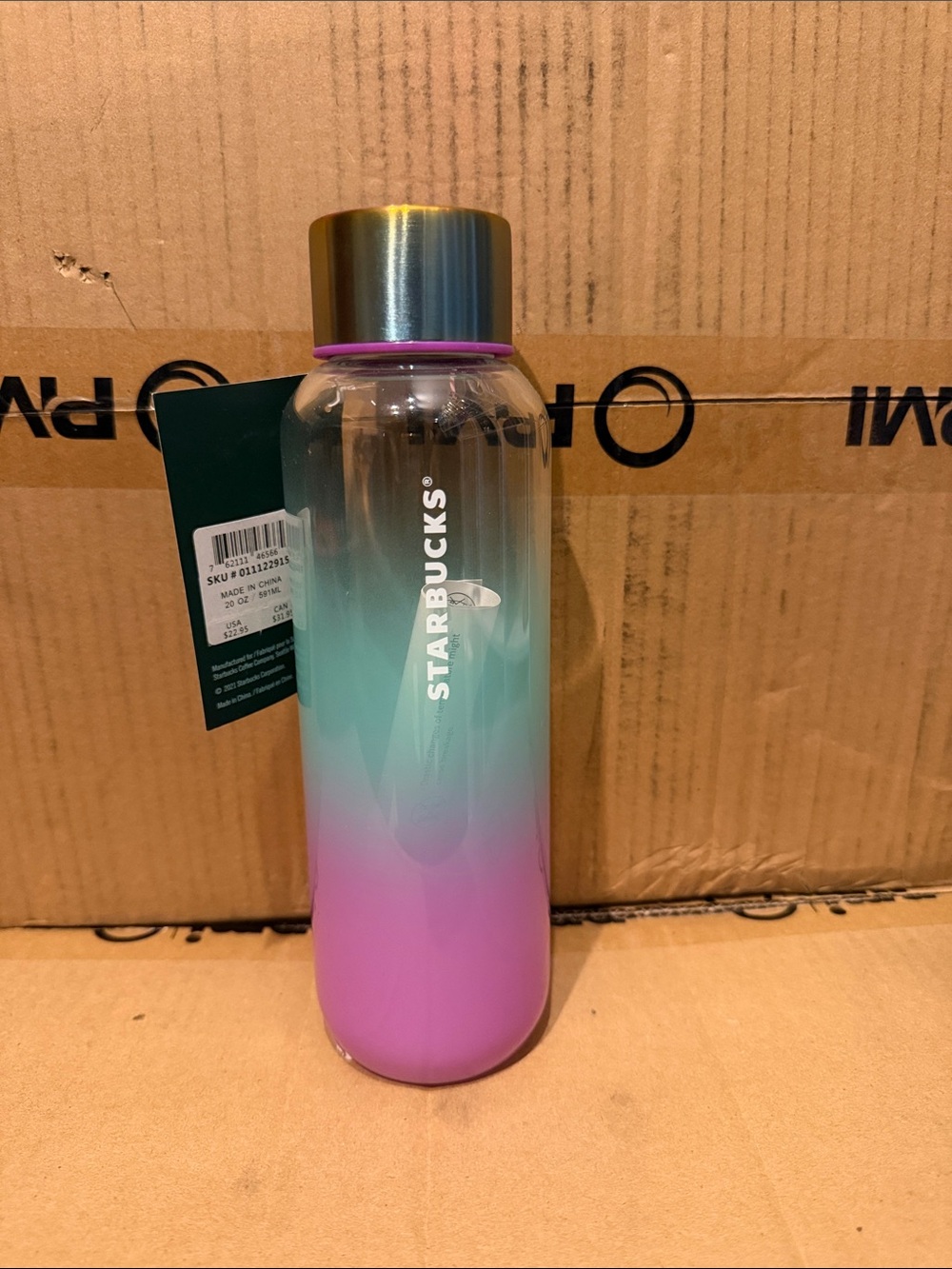 Starbucks Gradient Pink & Teal Reusable Water Bottle
